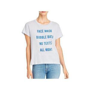 Wild Fox Womens Light Blue Printed Short Sleeve Jewel Neck T-Shirt Size: M